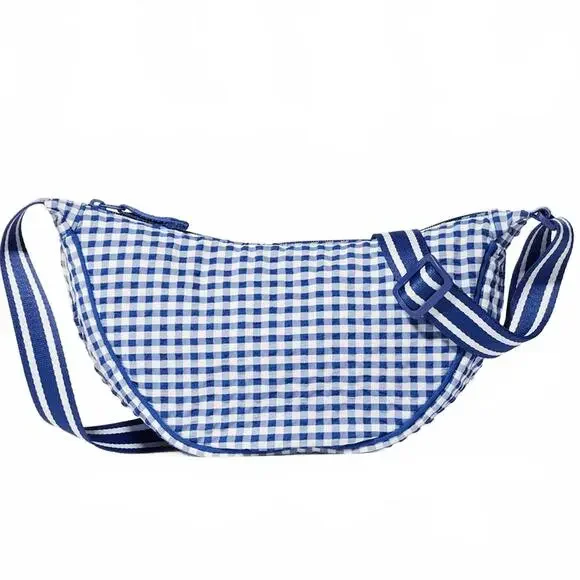 Uniqlo Gingham Round Mini Shoulder Bag NWT Blue White - Picture 1 of 5